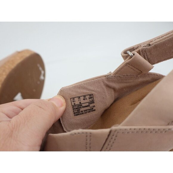 Clarks Giselle Dove Wedge Sandals Sand Nubuck SIze 11M Cork Slingback - Picture 9 of 12